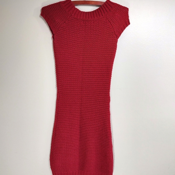Bodycon Sweater Dress in Red - Picture 2 of 13